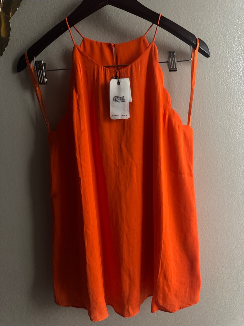 Naked Zebra Bright Orange Spaghetti Strap Camisole